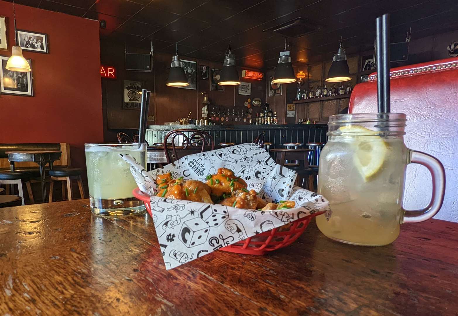 We started with cocktails and a portion of Buffalo hot wings