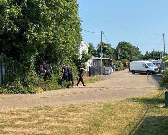 Police searching the chalet park in Sheerness