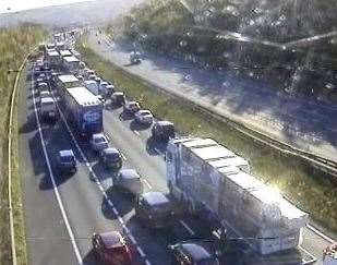 A serious crash brought traffic to a halt between Junctions 1 and 3 of the M2 near Medway. Photo: National Highways