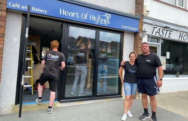 Helen and Ben Donovan during the renovations before opening the Heart of Higham cafe. Picture: Helen Donovan