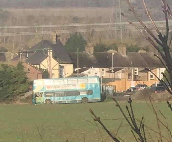Arriva bus wedged in field off Knowle Road, Wouldham. Picture: Jenny Folk-Fletcher (28924272)