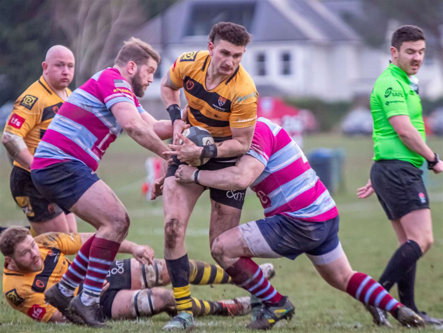 Garry Jones with the ball in hand during Saturday's hard-fought victory for Canterbury at Wimbledon. Picture: Phillipa Hilton