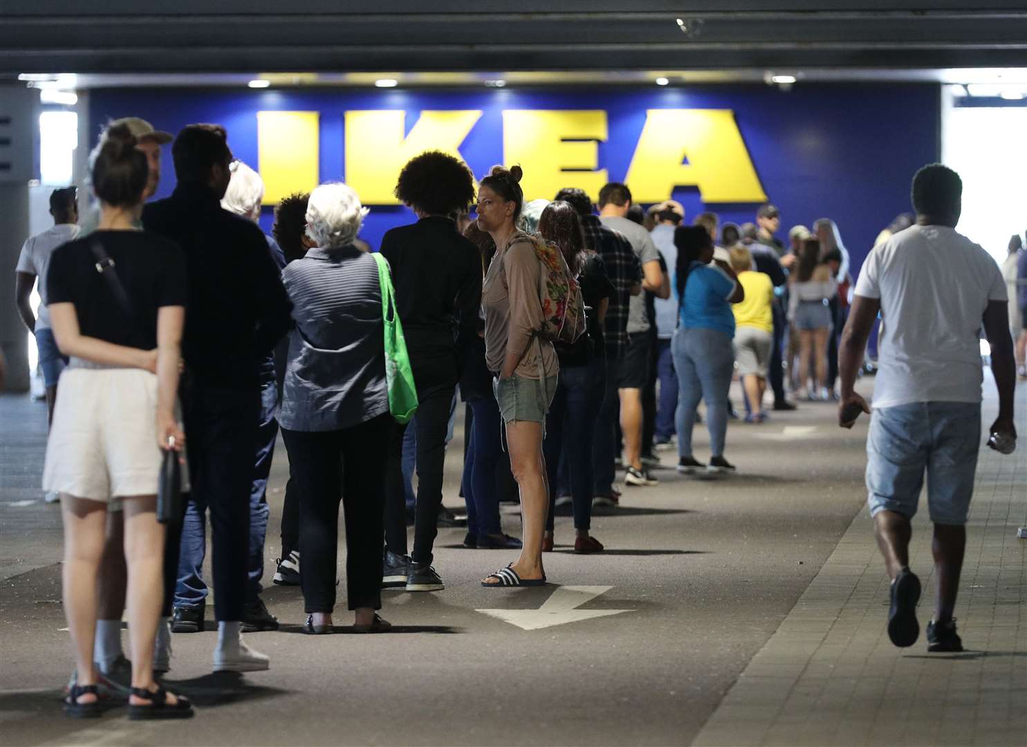 Shoppers are desperate to get back into stores for home improvements, leading to long queues at Ikea. (Yui Mok / PA)