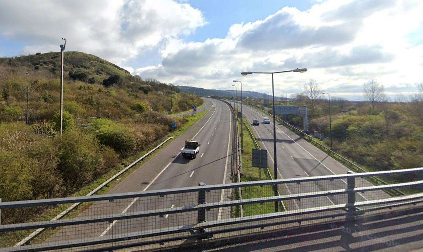 The crash happened near the M20 Castle Hill Interchange in Folkestone earlier today. Picture: Google