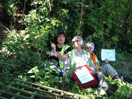 Three women chain themselves to trees beside Whitstable railway track