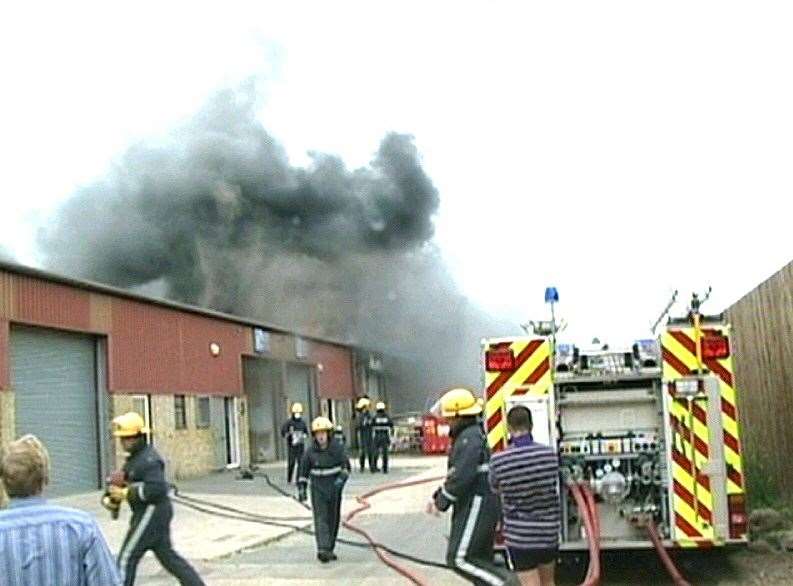 The site had been occupied by a boat building firm, garage and a care firm, before the blaze tore through the buildings in June 2002. Picture: Kent Fire and Rescue