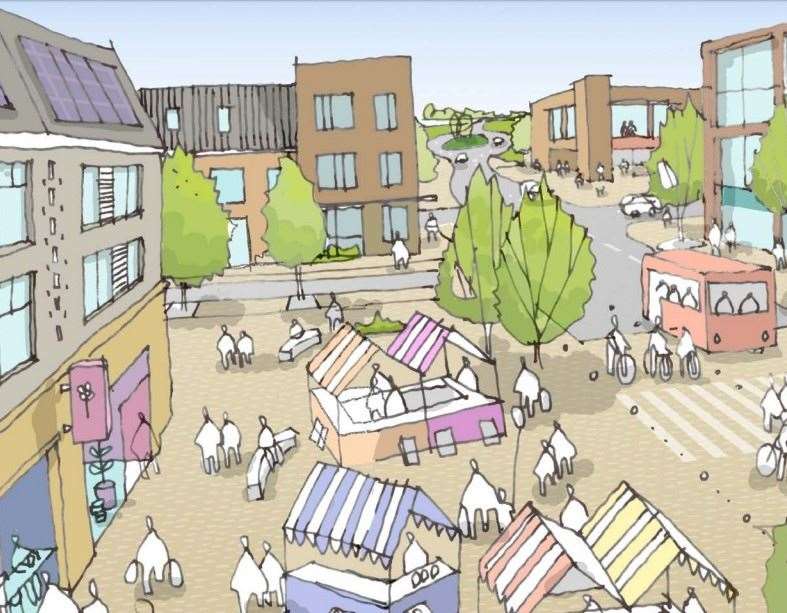 MBC's illustration of how the centre of the Heathlands Garden Community could look