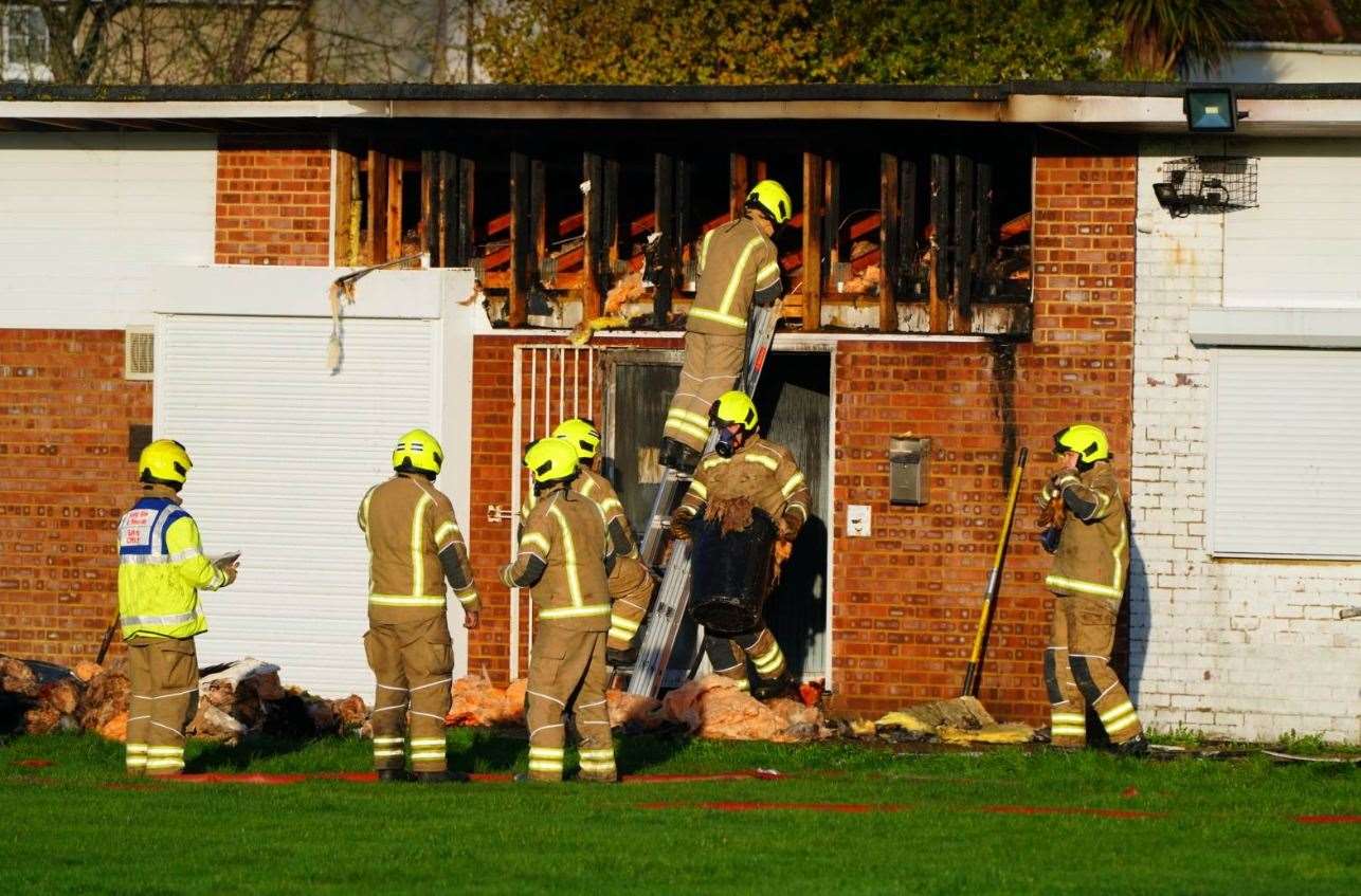 A fire ripped through Willesborough Cricket Club pavilion. Picture: Andy Clark