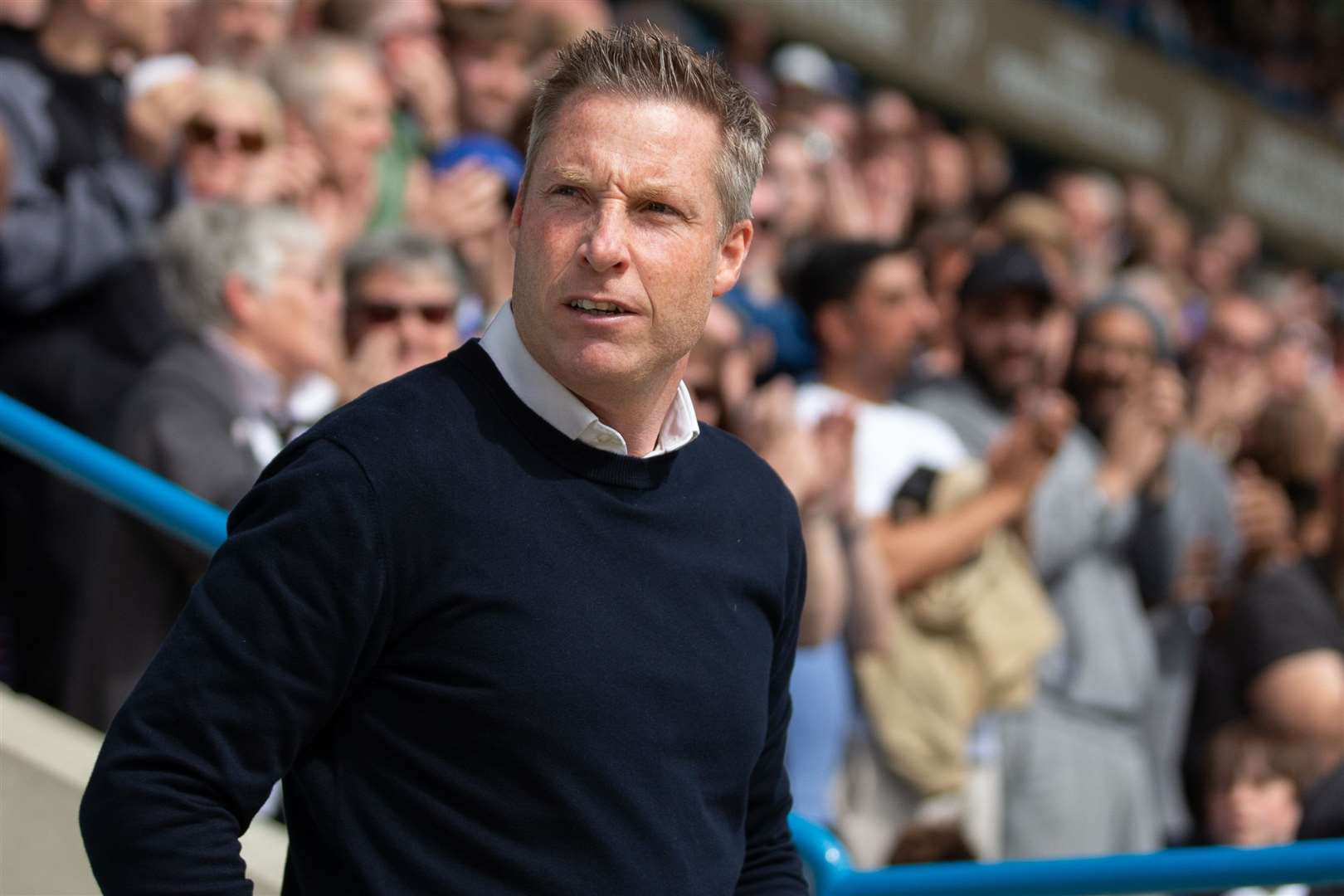 Gillingham manager Neil Harris watched his side beaten by Charlton in the EFL Trophy Picture: KPI