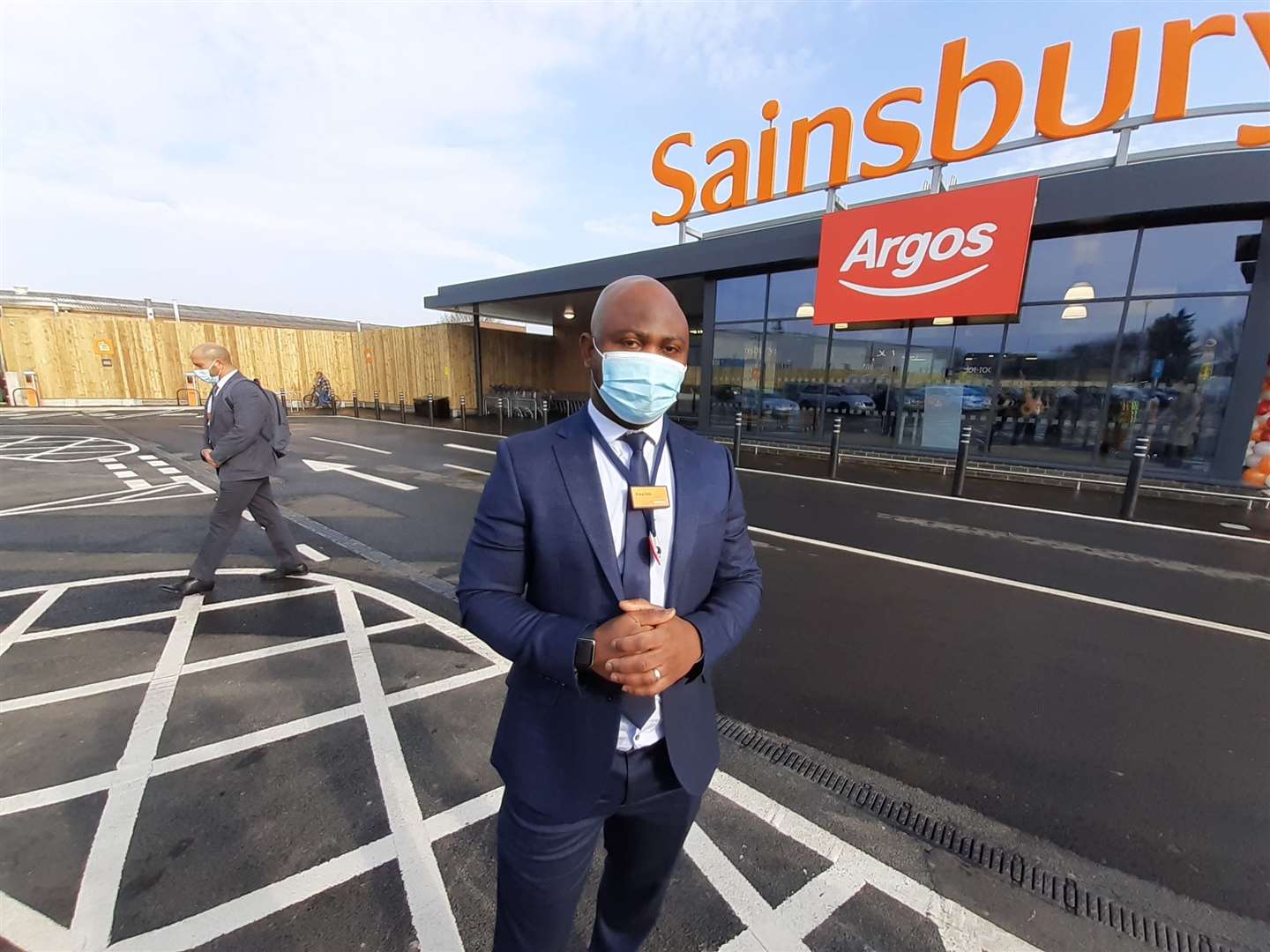 Opening day at Sainsbury's with store manager Kwadwo Osei