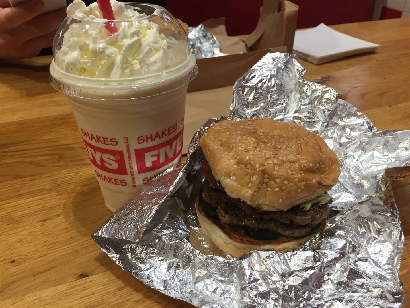A milkshake and burger from Five Guys is £12.20