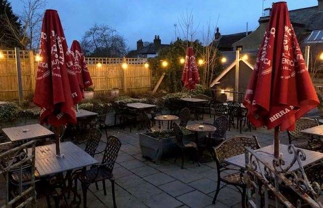 It wasn’t the weather for an evening in the pub garden but this outdoor seating area looked excellent