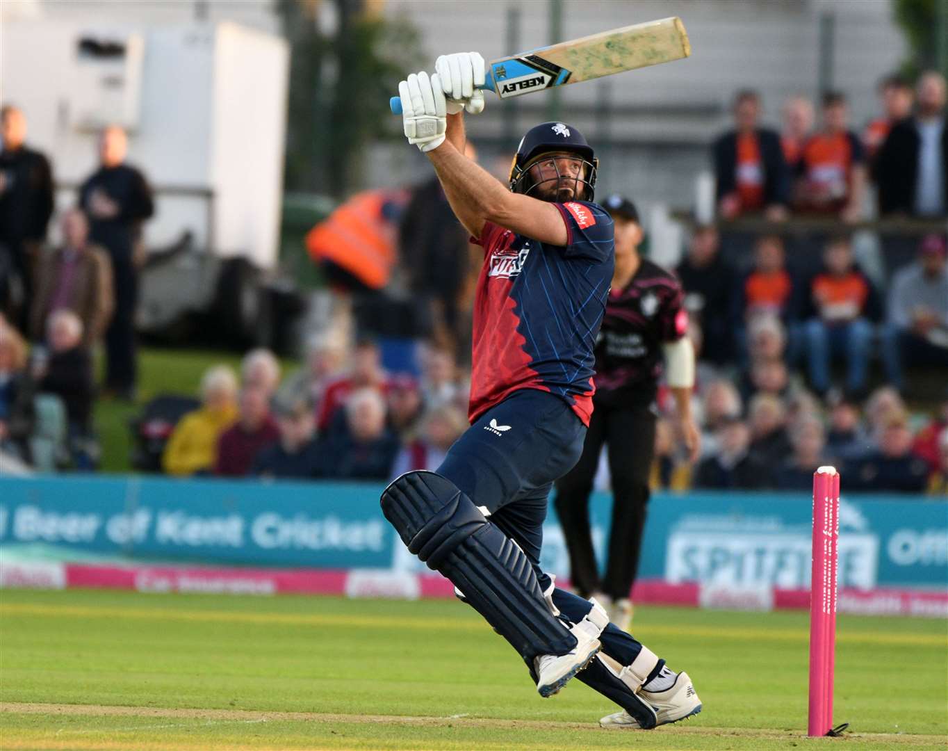 Jack Leaning on his way to 72 not out for Kent Spitfires against Somerset on Wednesday night. Picture: Barry Goodwin