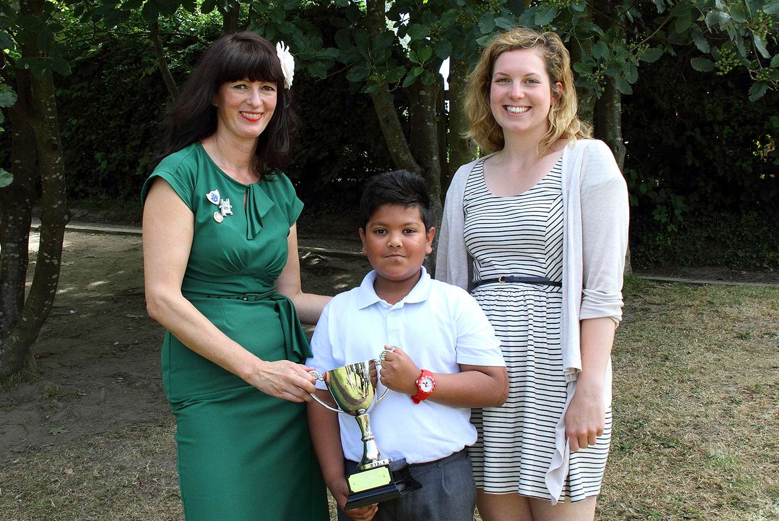 Liz Pichon, Hansraj and Sarah Stenning from Explore Learning and the National Young Writer's Award