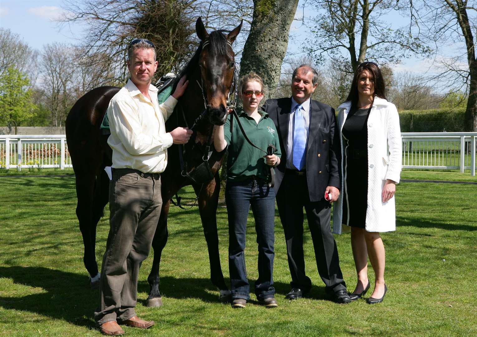 Folkestone Racecourse Owners Group syndicate members with Stone of Folca. Picture: Martin Apps