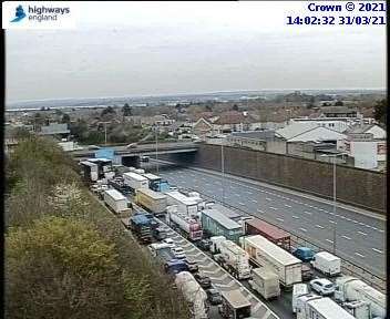 The queues heading towards the Dartford Crossing this afternoon. Picture: Highways England