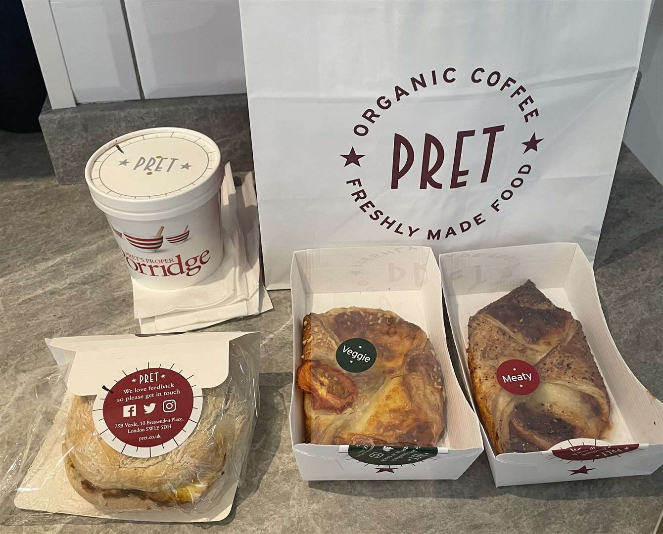 Pret a Manger's £3 breakfast bag from the Too Good To Goo app in Maidstone (57823152)