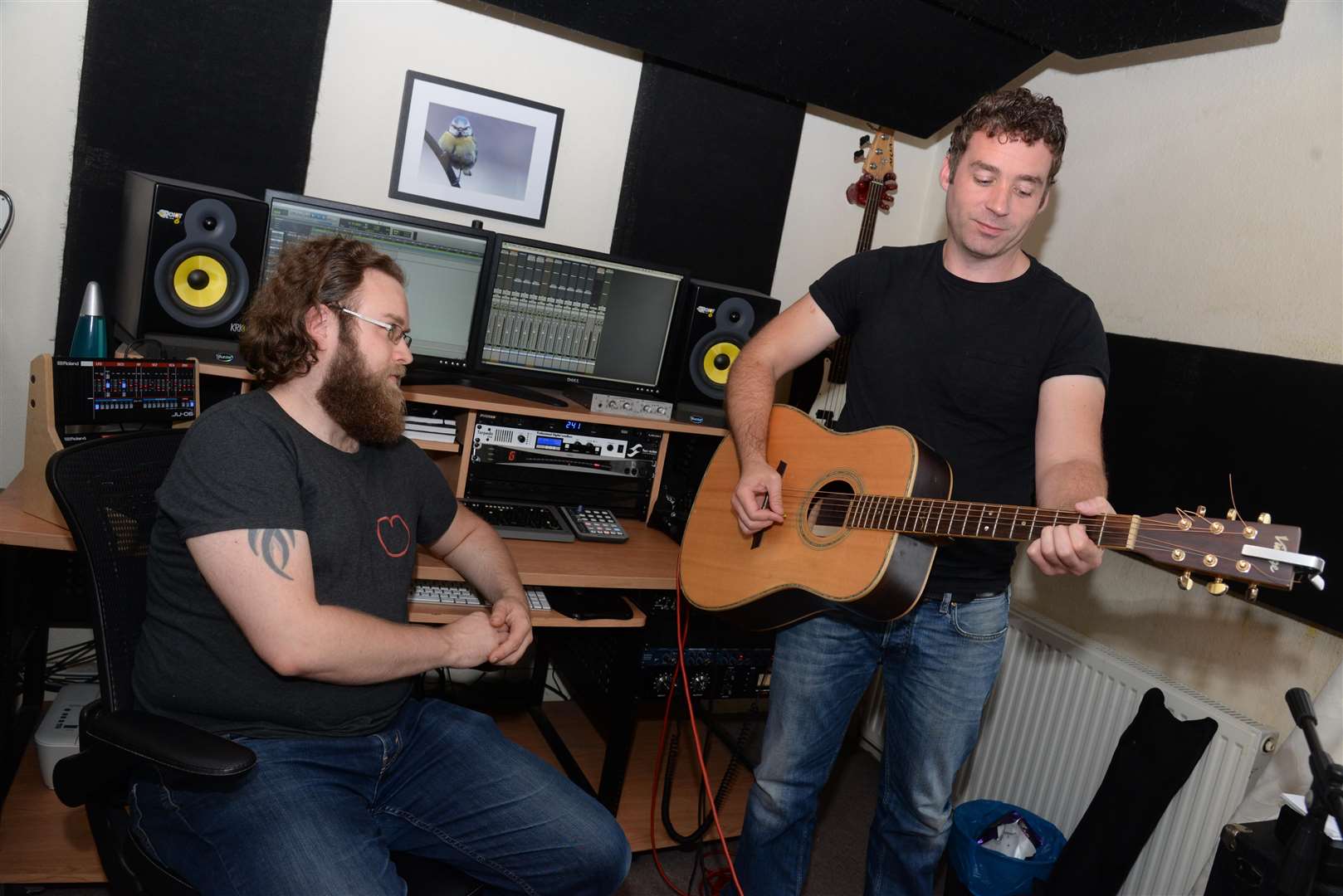 Graham Waller and Medway Messenger's Chris Hunter in Graham's recording studio. Picture: Chris Davey