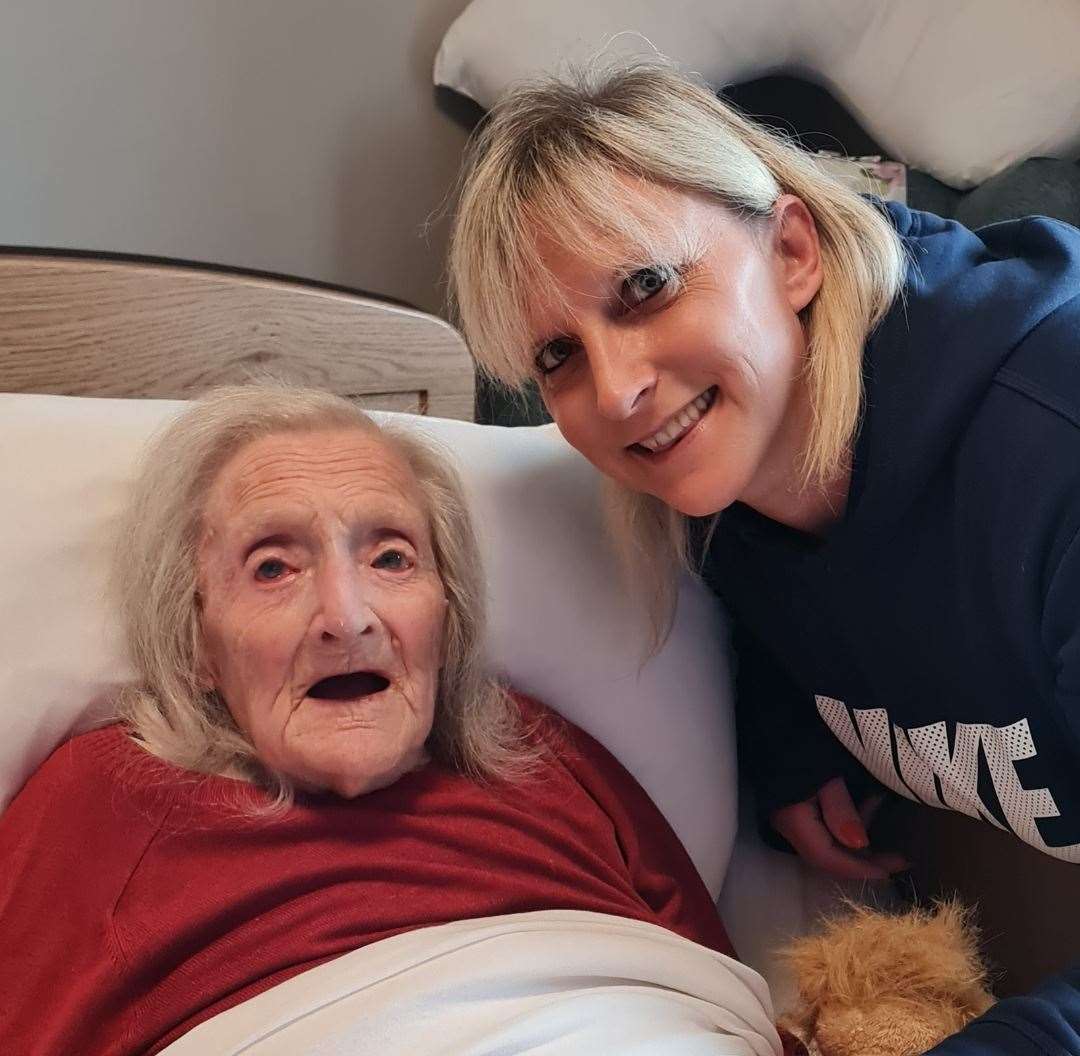 Edith Brittain, pictured with granddaughter Cheryl, died on January 7 at Herne Place in Herne Bay. Picture: Cheryl Brittain