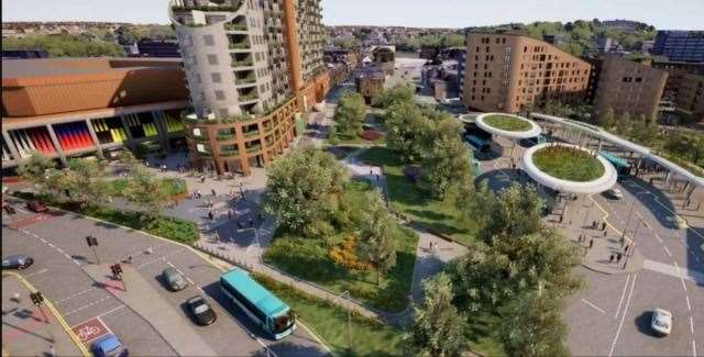 A CGI impression of the public realm improvements in Chatham Picture: Medway Development Company