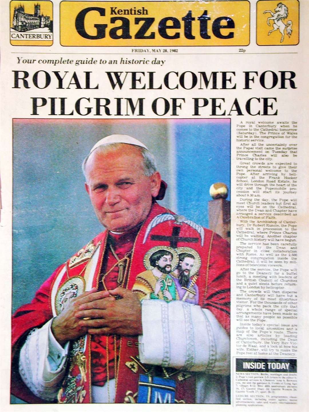 How the Kentish Gazette covered the Papal visit to Canterbury