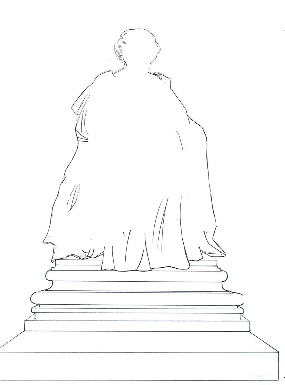 An outline of how the statue of the Queen in Gravesend will look