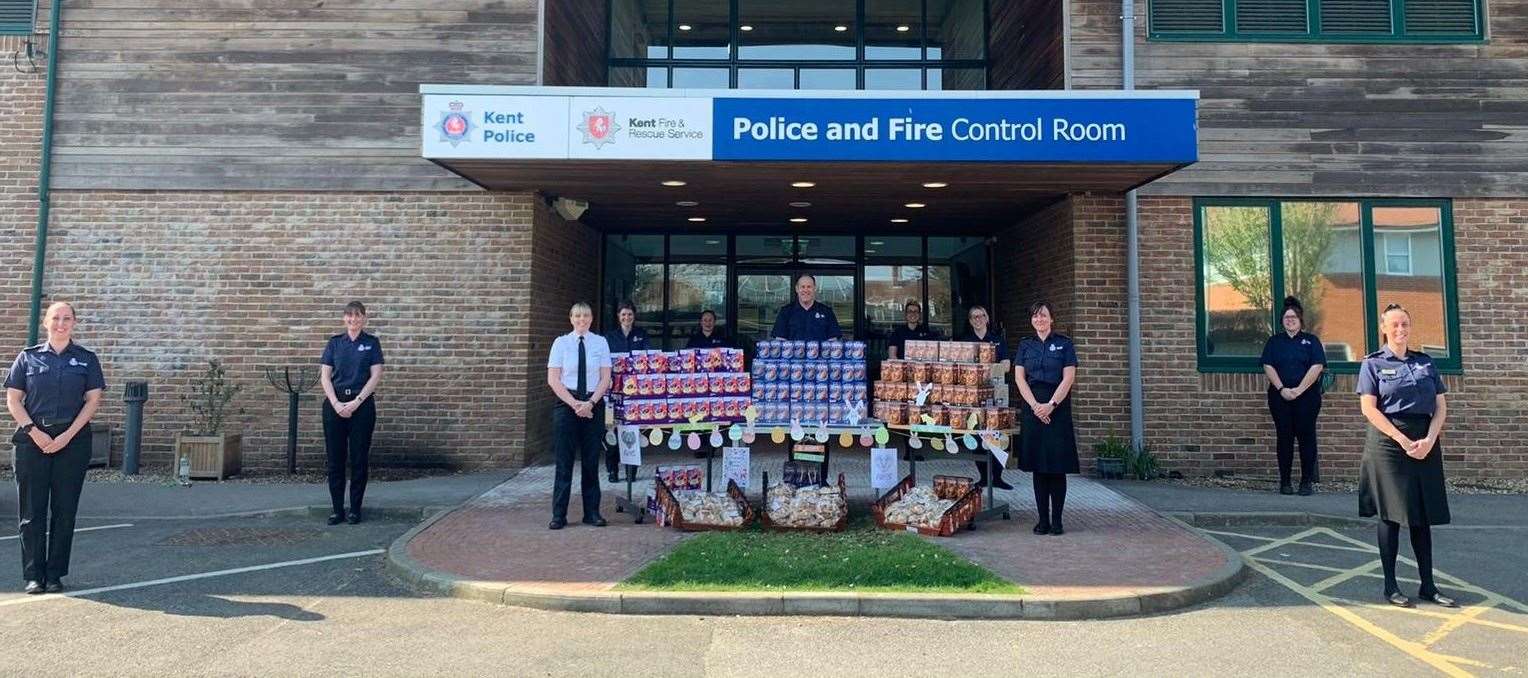 Police and fire control room staff donated 500 Easter eggs to Maidstone hospital