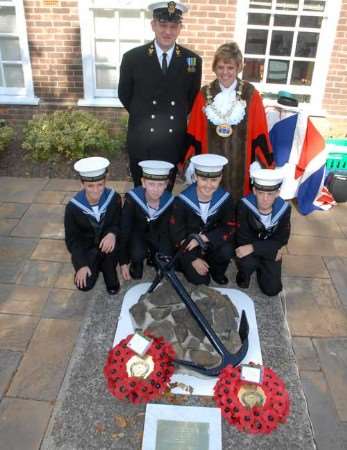 The Mayor of Medway Cllr Val Goulden with Steve Baxter and members of the Medway Towns Sea Cadets. Picture: VERNON STRATFORD