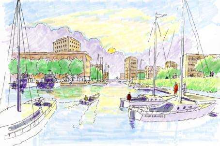 An artist's impression of the planned marina for Sheerness Dockyard