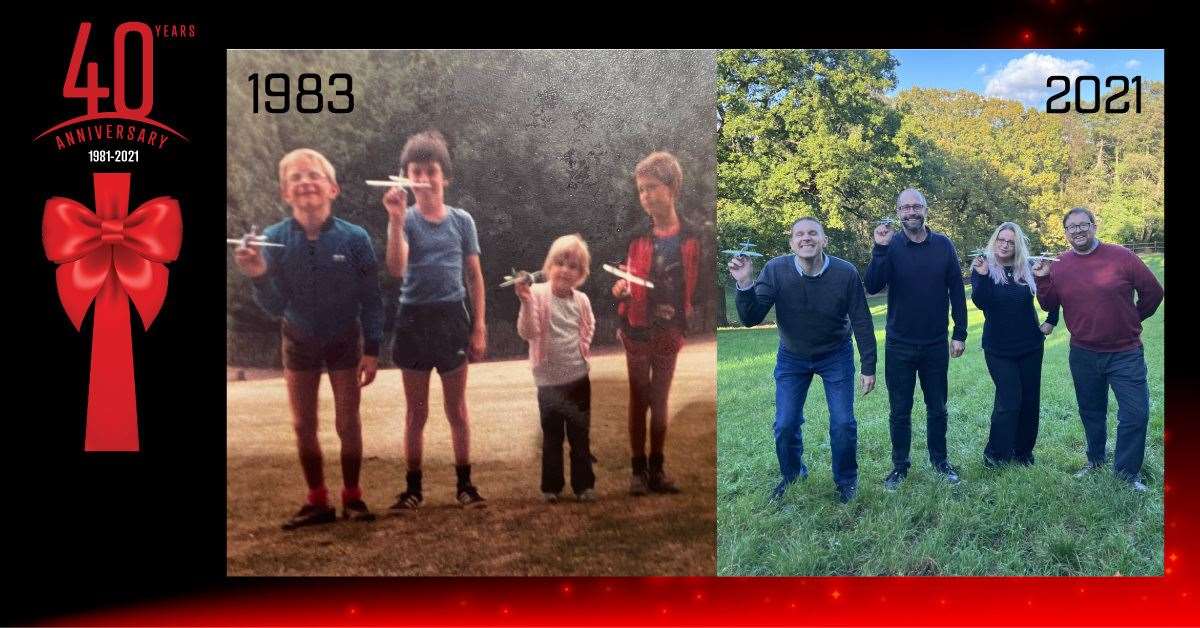 The four directors (Right to left, Matthew, John, Suzanne & Steve) in 1983 and 2021.