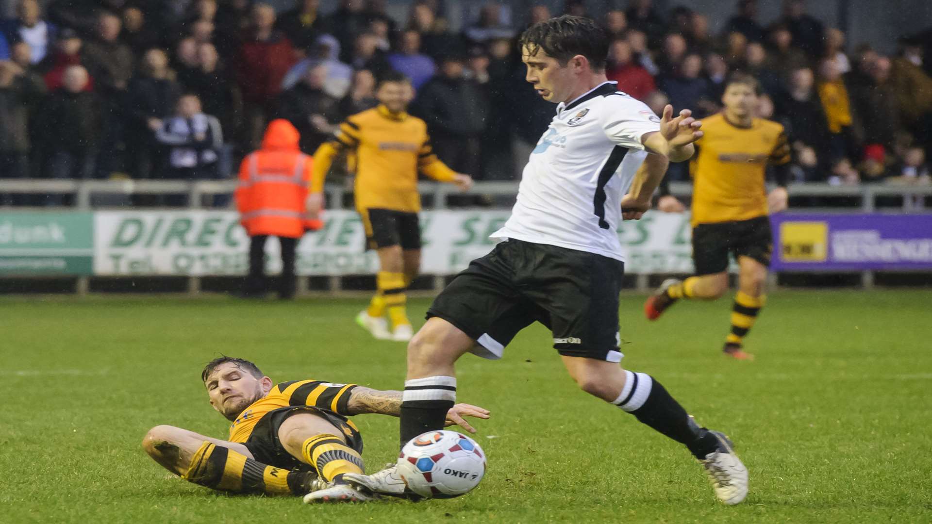 James Rogers goes to ground during Maidstone's draw at Dartford Picture: Andy Payton