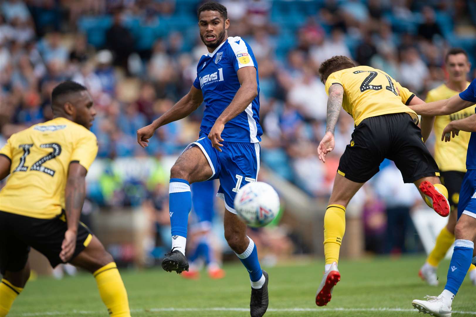 Mikael Mandron on the ball for Gillingham against Millwall Picture: Ady Kerry