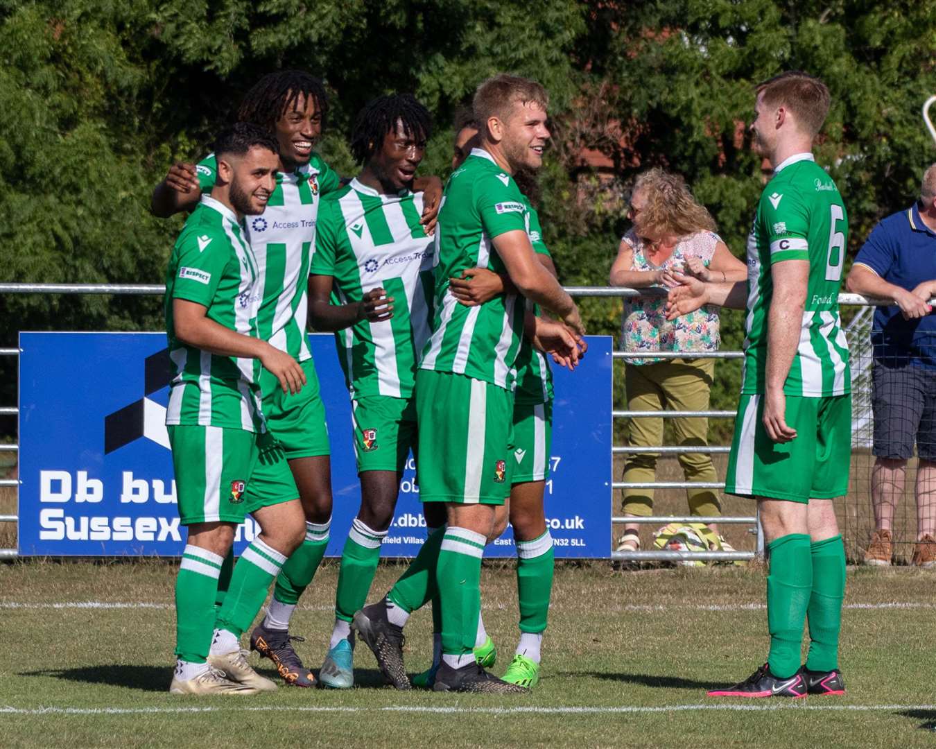 Rusthall celebrate James White's FA Cup winner against Ramsgate Picture: Dean Jacquin