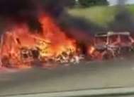 The fireball involving a car and caravan on the M20