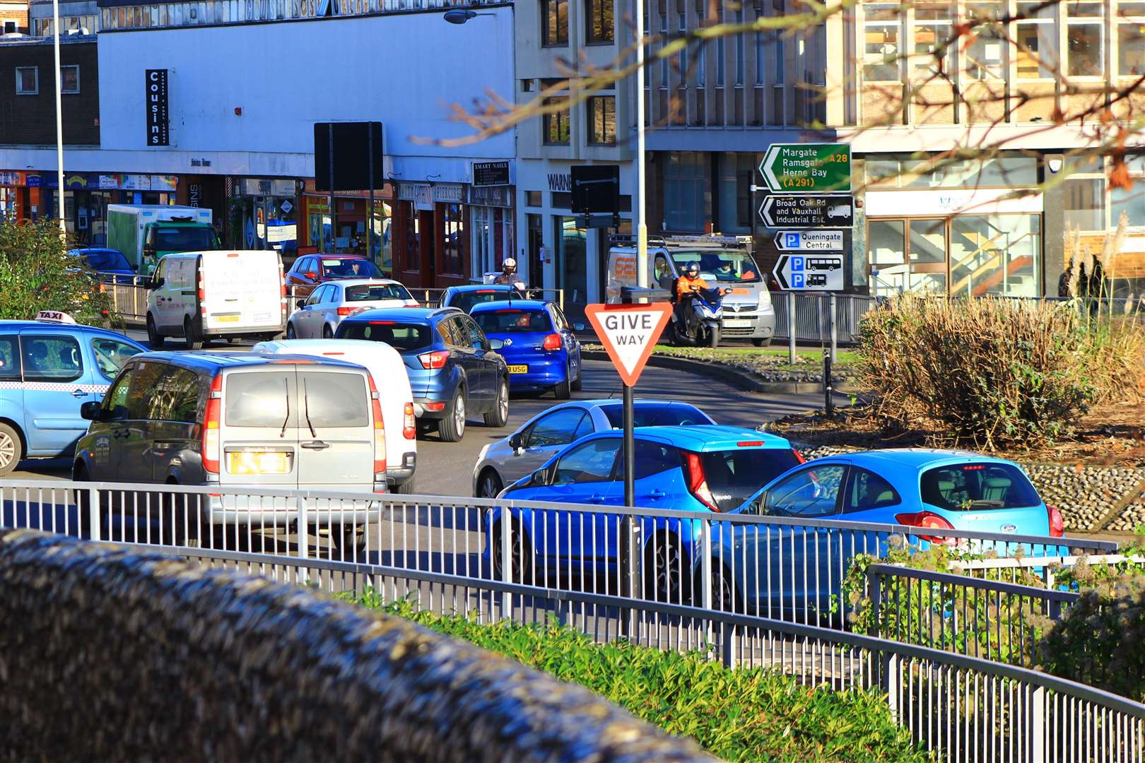 Gridlock at the St George's Street roundabout on Canterbury's ring-road