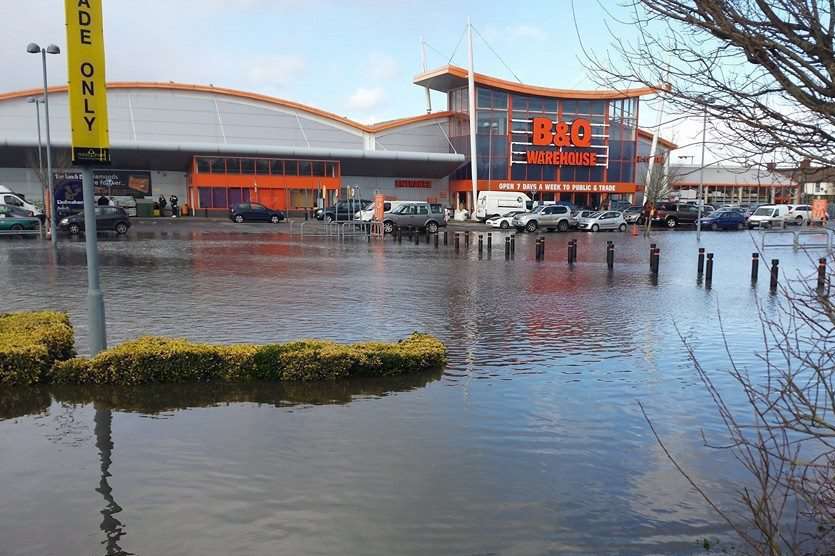 The B&Q car park in Ashford was flooded earlier this year. Picture: Thomas Houps
