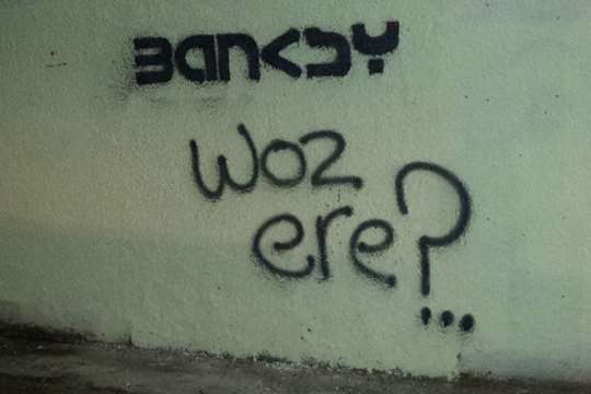 Another graffiti tag on the site of the former Banksy artwork in Folkestone