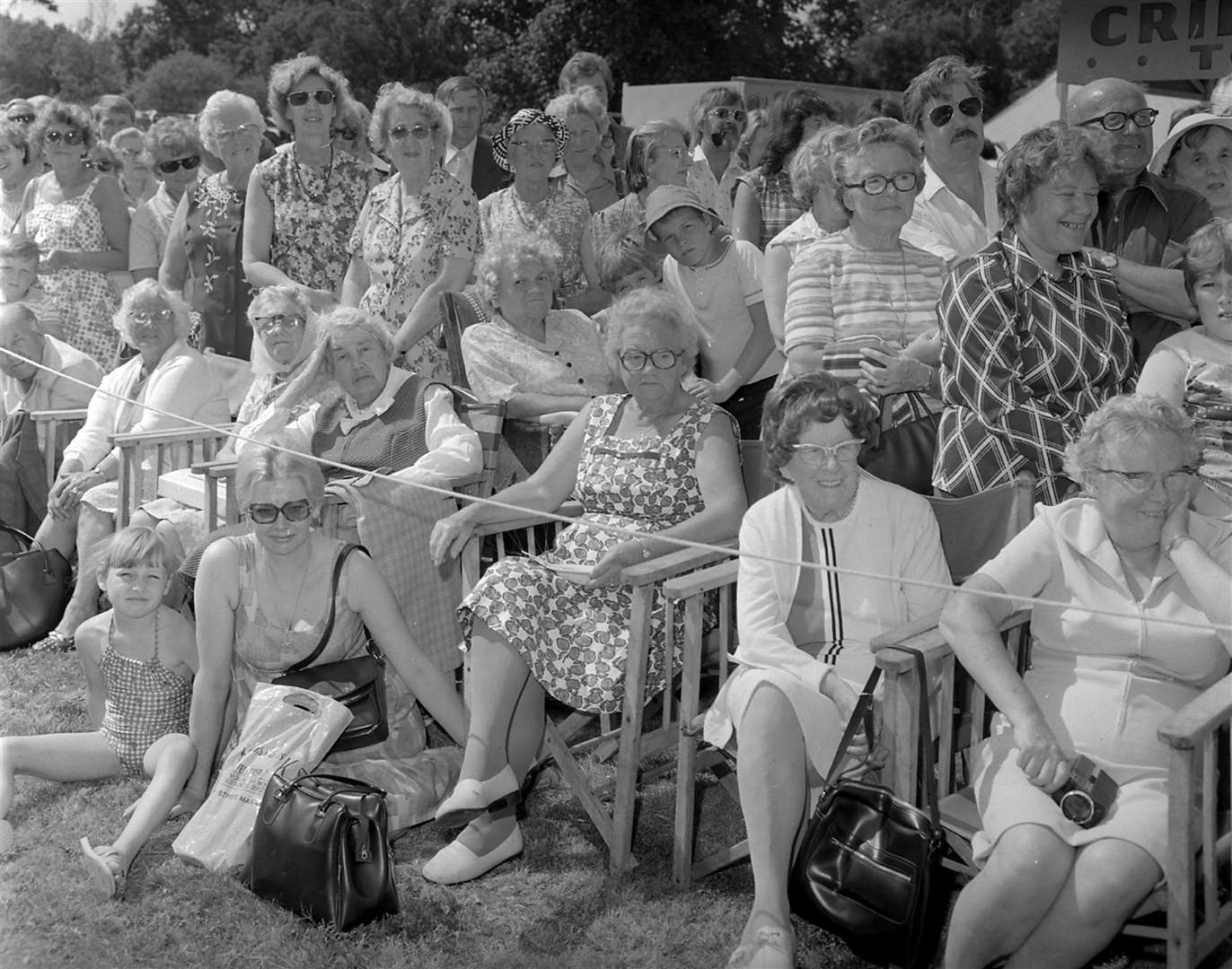 The crowd watches Jack Warner open the Herne Bay fete in 1977