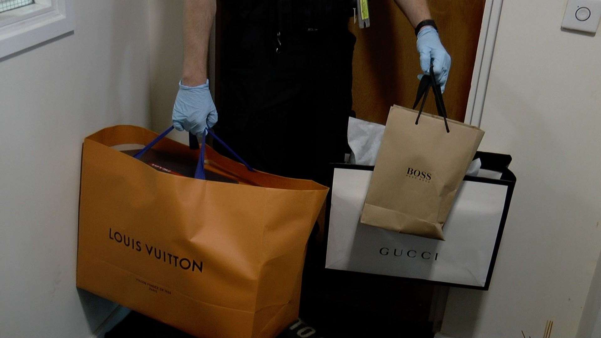 Designer bags seized from the flat in Tonbridge Road, Maidstone