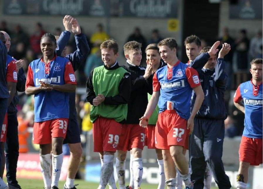Gillingham’s young team take the applause at Burton Picture: Barry Goodwin