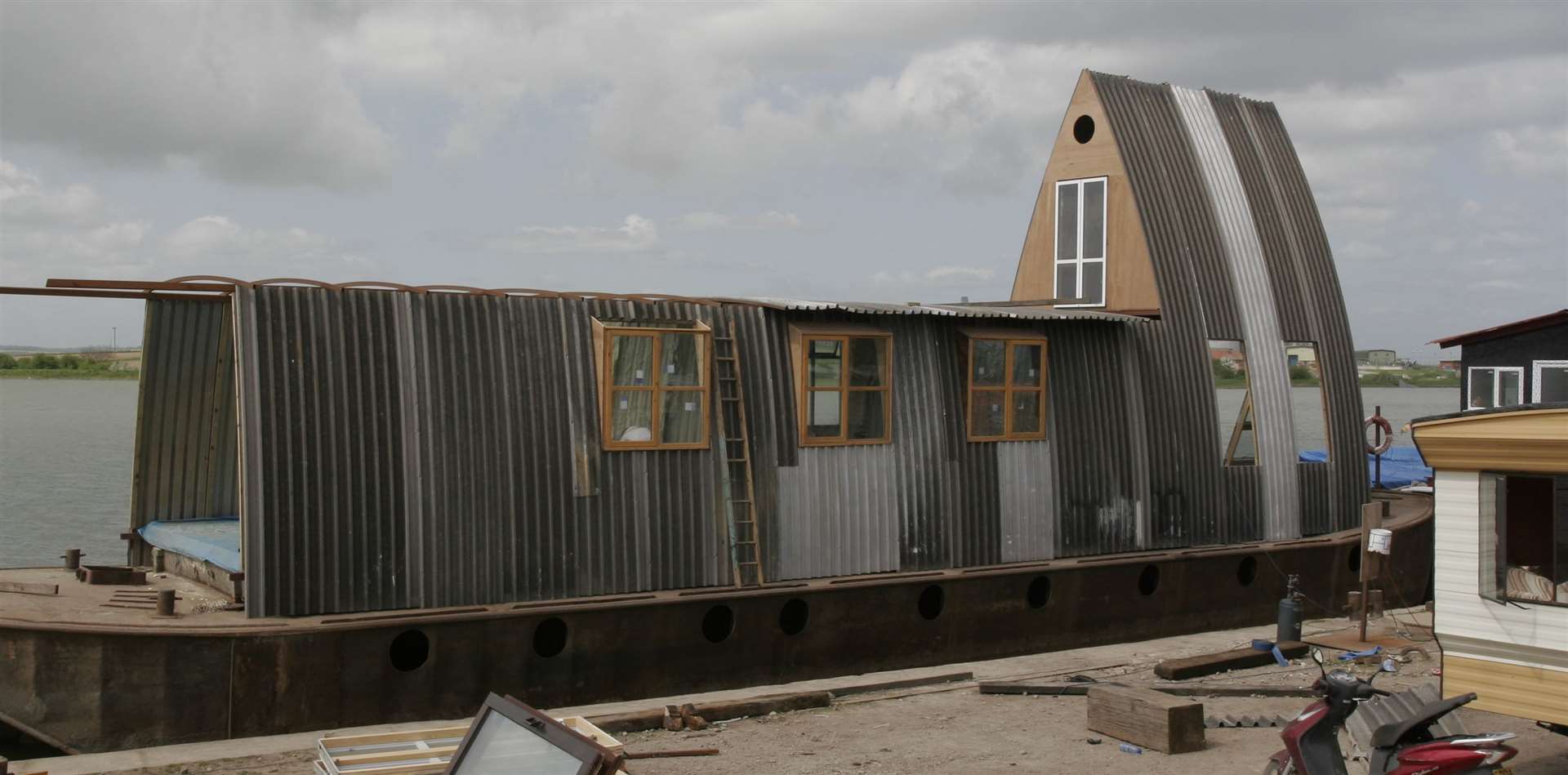 The house boat during construction - but it was never completed. Picture: Peter Still