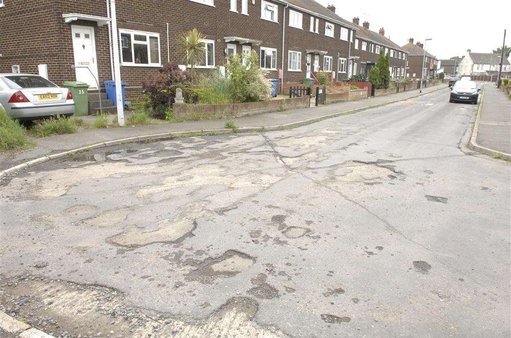 Potholes in Chalk Road, Queenborough