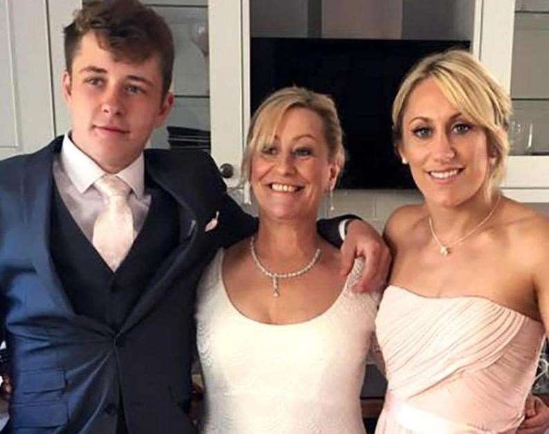 Julia James with her son, Patrick, and daughter, Bethan, on the day she married her husband Paul James