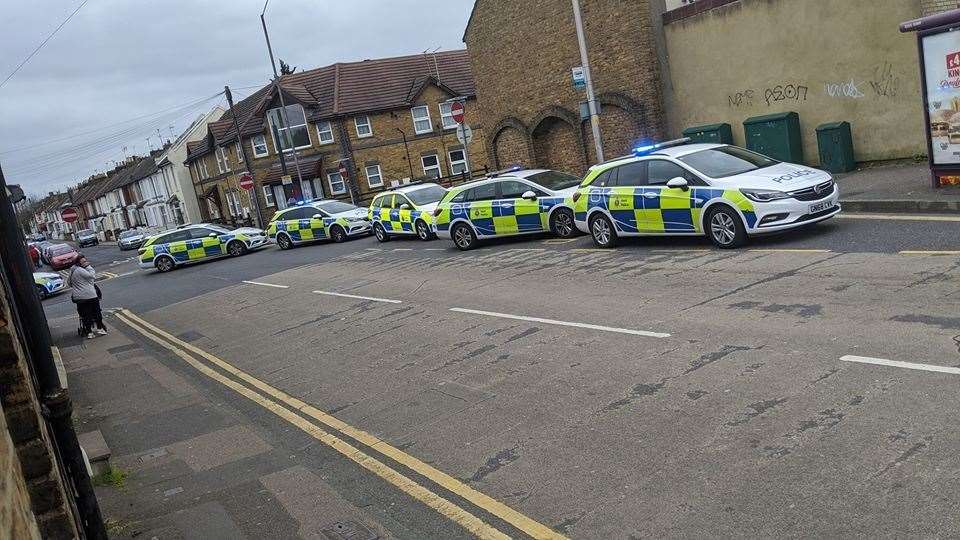 Police descend on Victoria Street, Gillingham. Picture: Gareth Packham