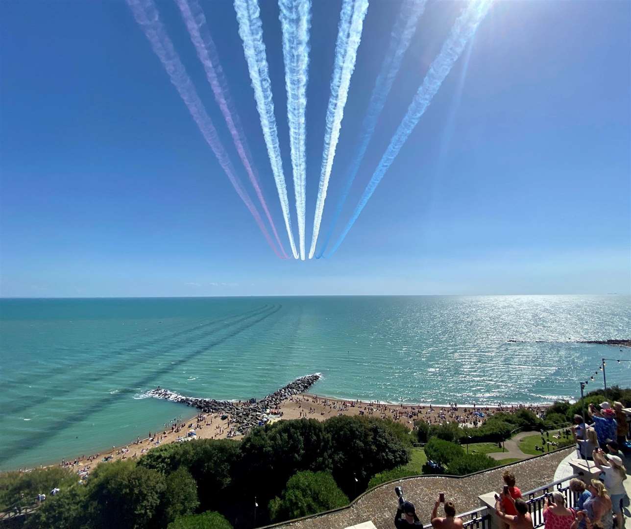 The Red Arrows performing at Folkestone on Sunday. Picture: Folkestone and Hythe District Council