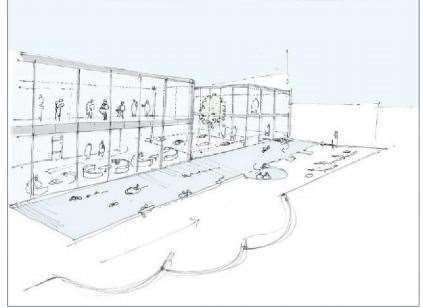 This drawing shows what the planned outdoor pool could look like