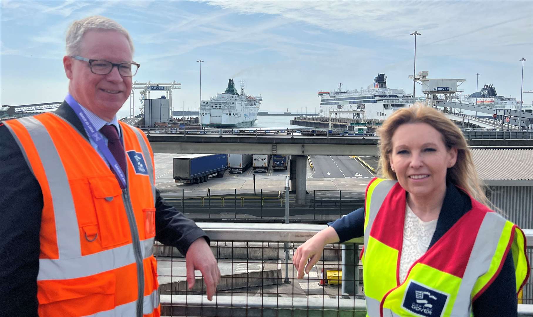 Natalie Elphicke MP and Doug Bannister at the Port of Dover