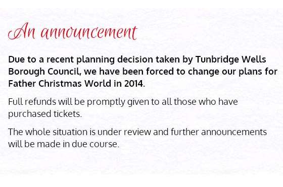 The message on Father Christmas World's website