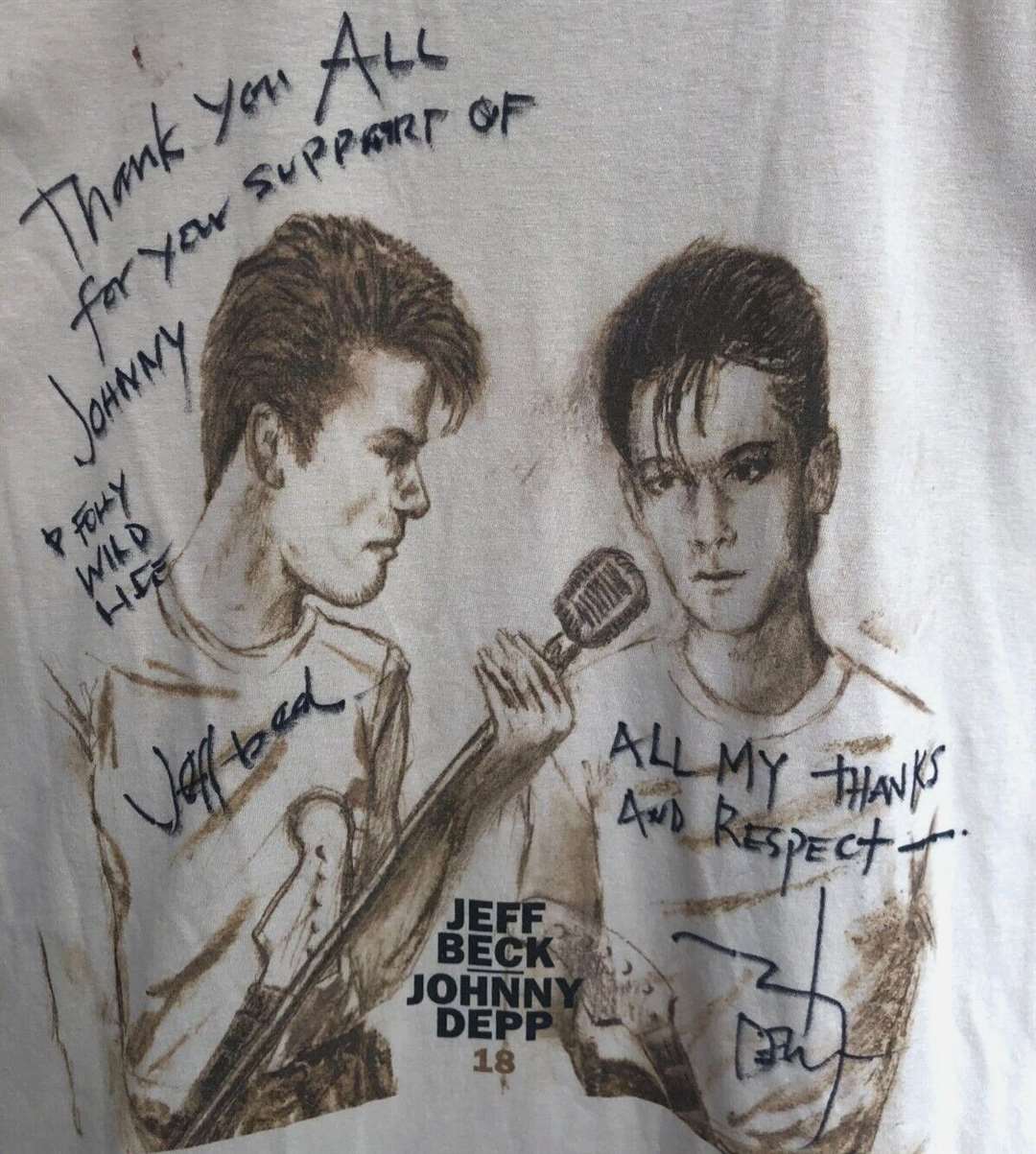 Both Depp and Beck have added a handwritten message on the item. Picture: Folly Wildlife Centre