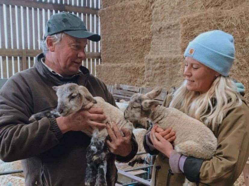 Farmer Simon Phillips with his daughter shepherdess Sophia Phillips. Picture: Sophie Phillips
